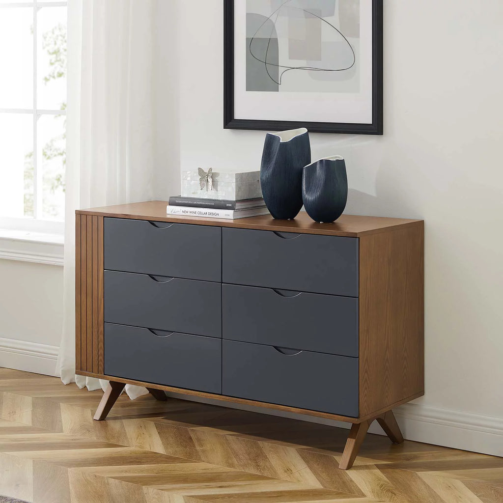 Grey Walnut Wood Dresser Drawer Chest E22518