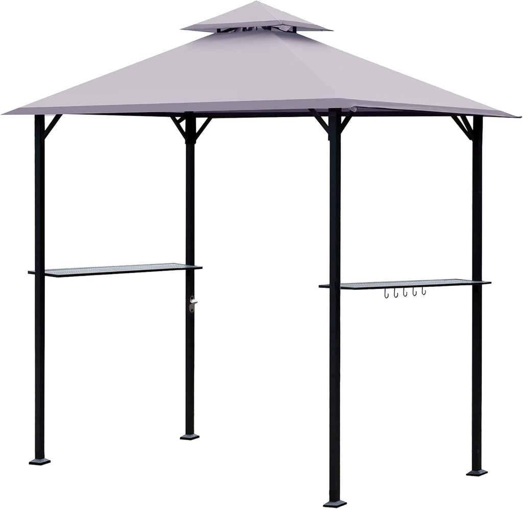 8 x 5 Ft Grill Gazebo with Steel Shelves and LED Lights H269