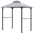 8 x 5 Ft Grill Gazebo with Steel Shelves and LED Lights H269