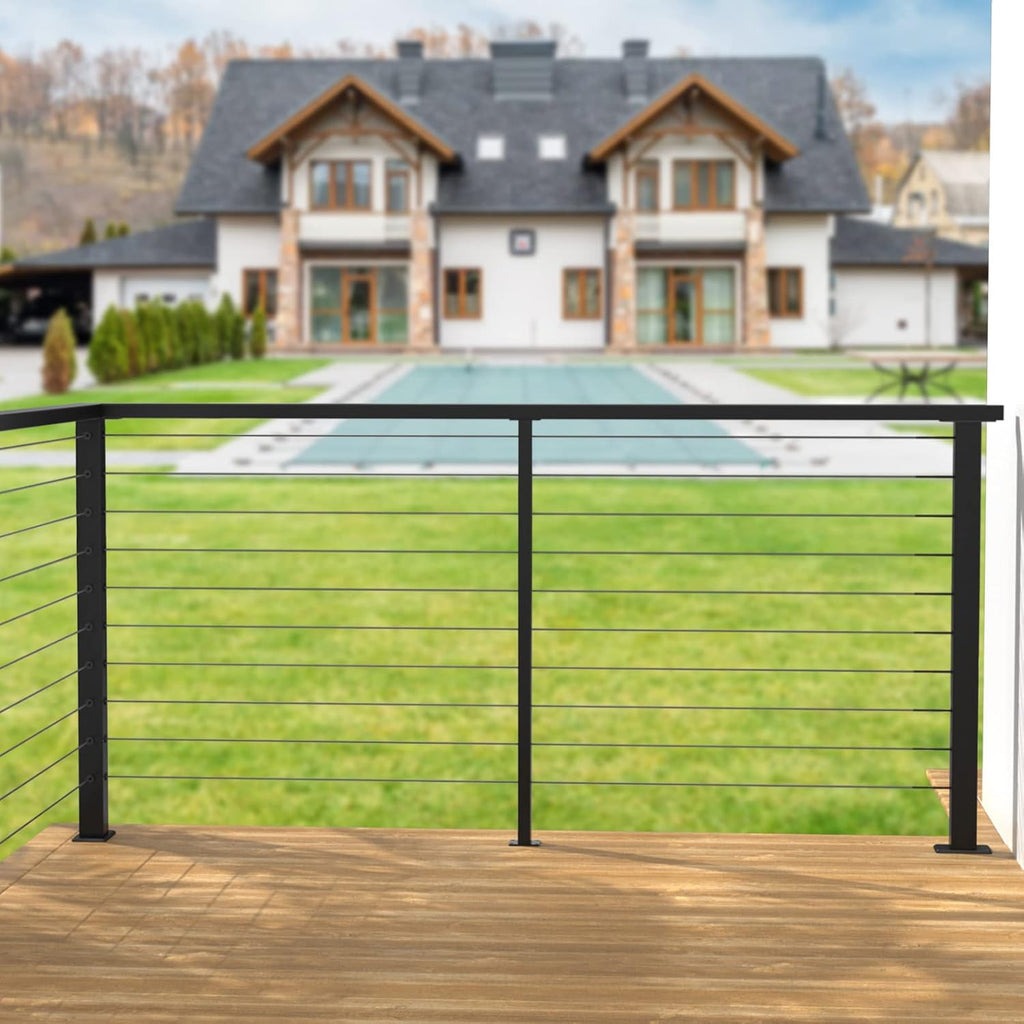 2 Pack 36x2x2 304 Stainless Steel Black Cable Railing Post P8085
