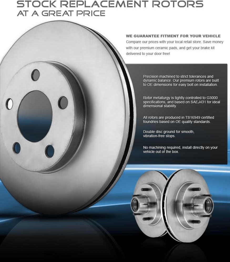 Front 324 mm + Rear 330 mm 8 Lug Rotors + Ceramic Brake Pads + Clips Y5769