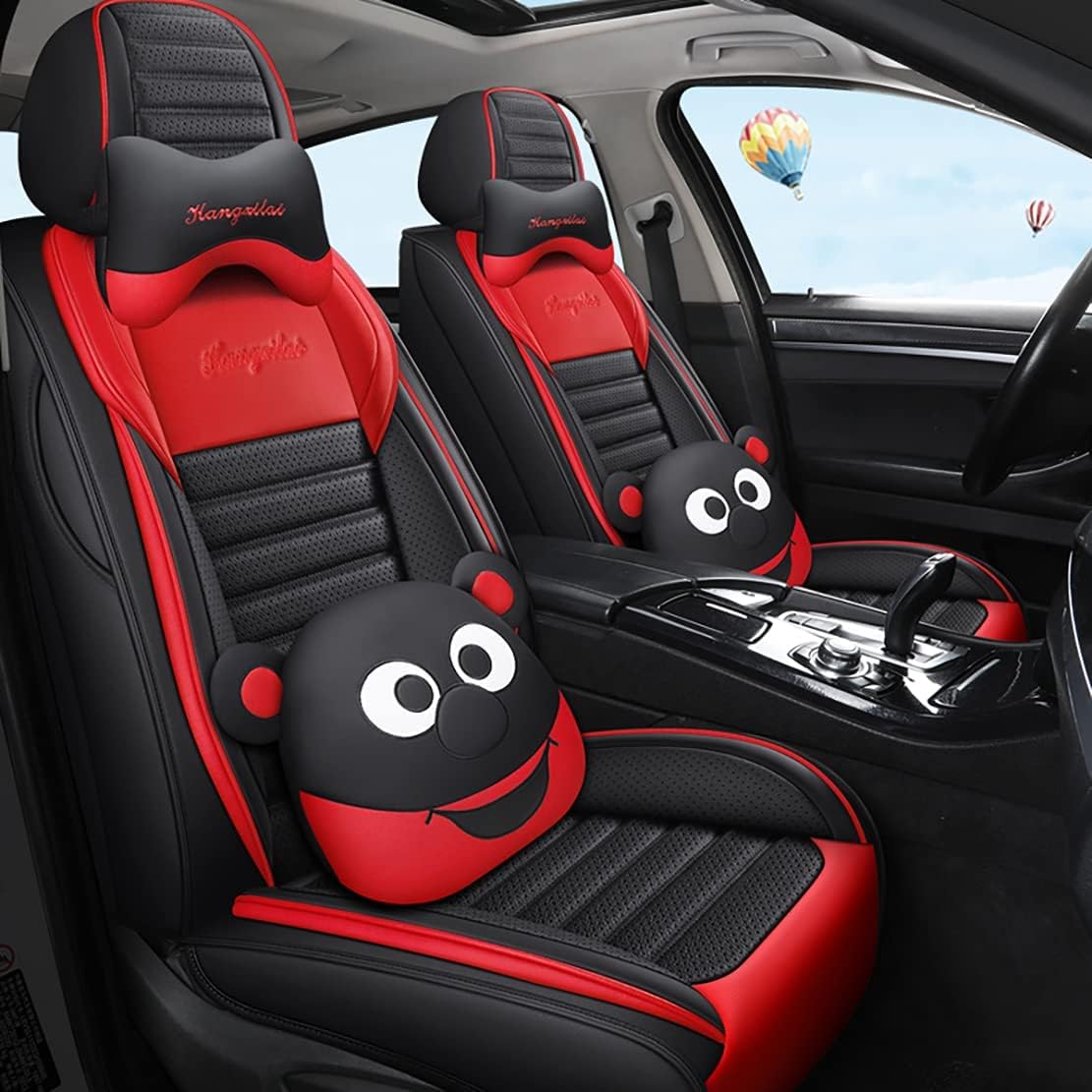 Cartoon Bears 5-Seater Full Leather Waterproof Car Seat Cover J89347