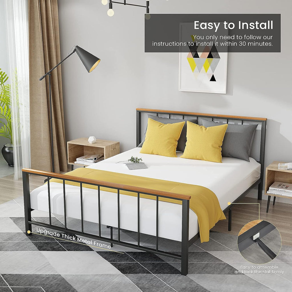 Metal Platform Bed Frame with Headboard and Footboard Full X12351