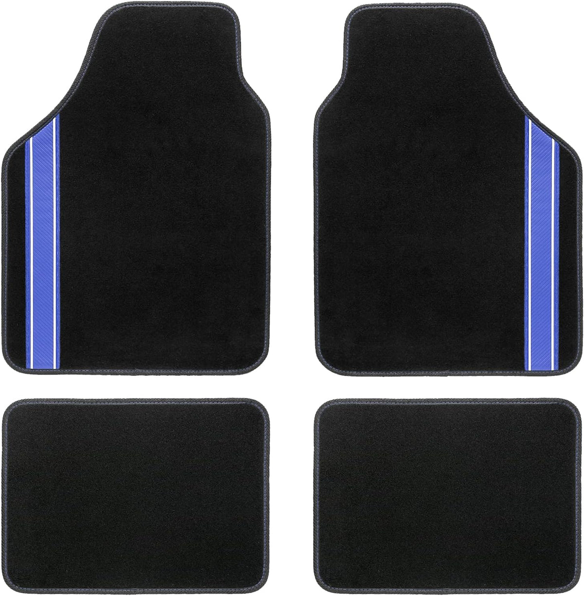 Black and Blue Carpet Car Floor Mats with Heel Pad E66355