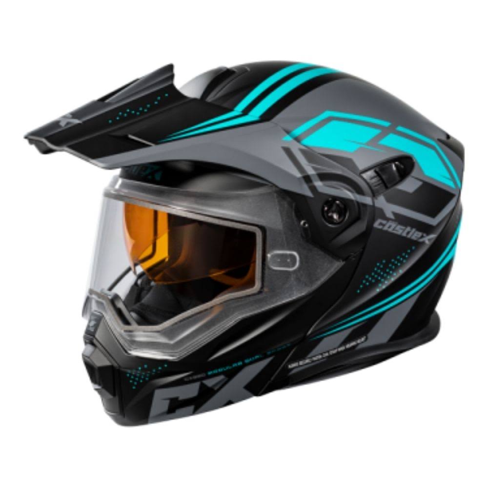 Black Turquoise 2XL Modular Electric Snowmobile Helmet Q9225