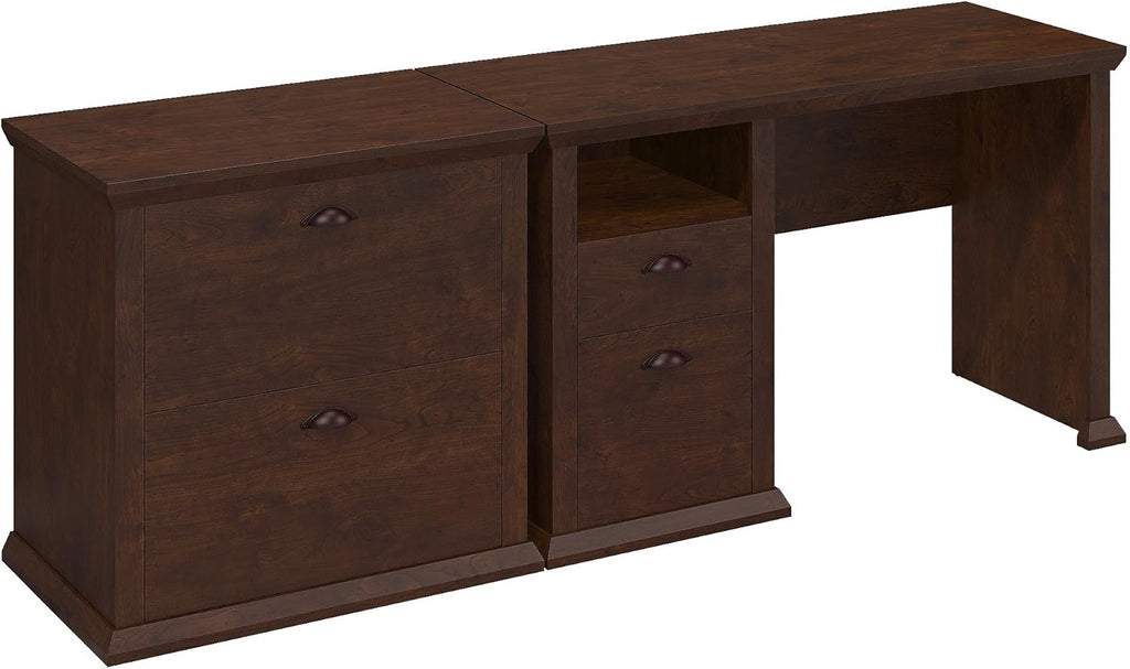 Antique Cherry Home Office Desk with Lateral File Cabinet Z81068
