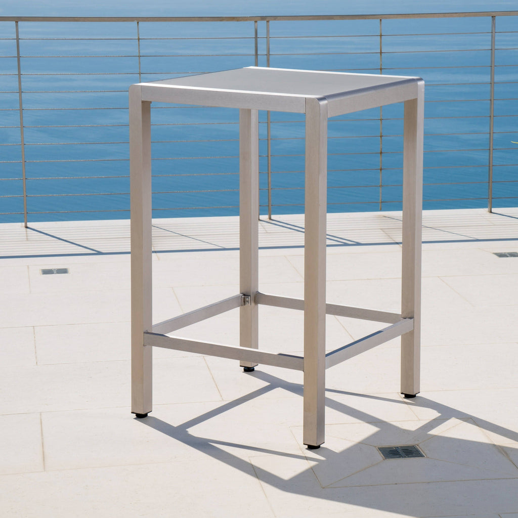 Square Aluminum Bar Table with Glass Top J28115