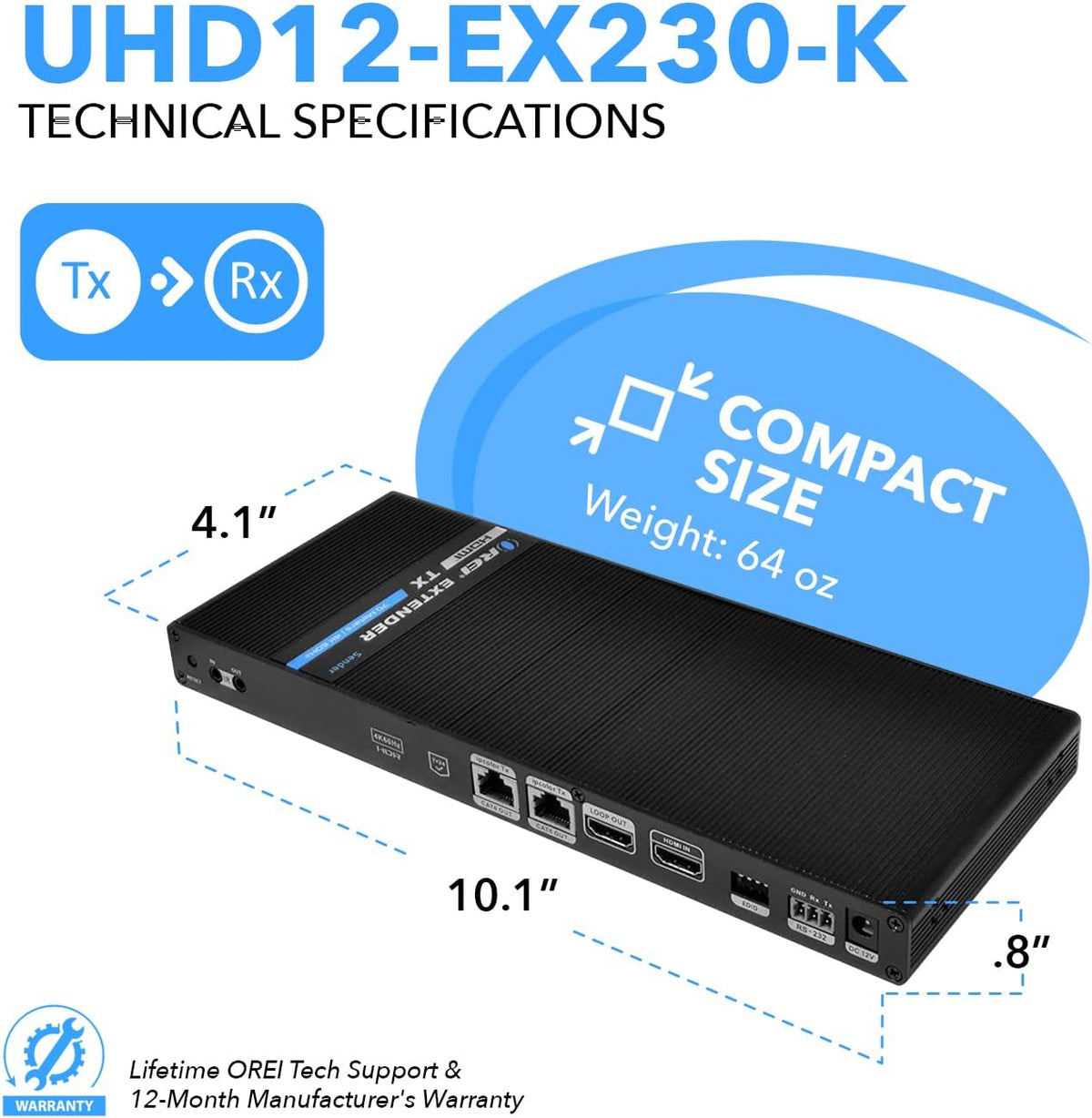 HDMI Extender Splitter 4K Over Single Cable CAT6/7 with IR Remote Q896
