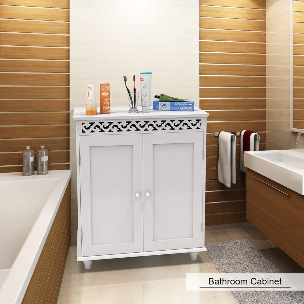 White Wooden Bathroom Floor Cabinet X3242