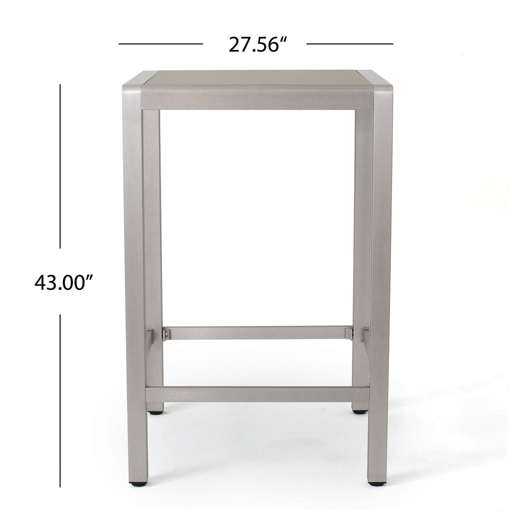 Square Aluminum Bar Table with Glass Top J28115