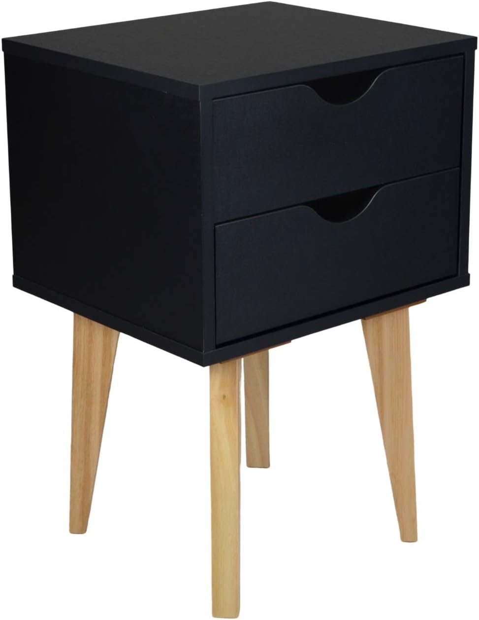 Black Two Drawer Wood Nightstand K77901