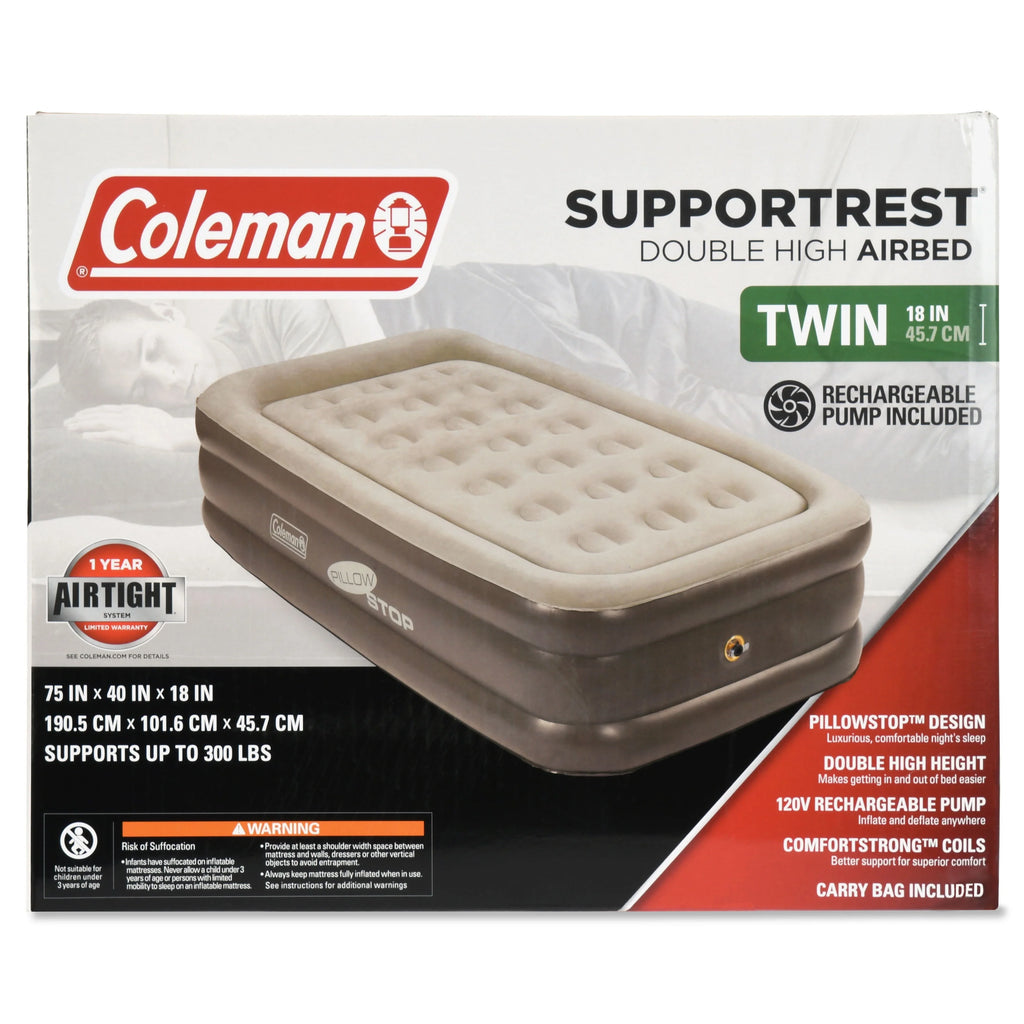 Double-High Airbed with Rechargeable Pump, Twin B371154