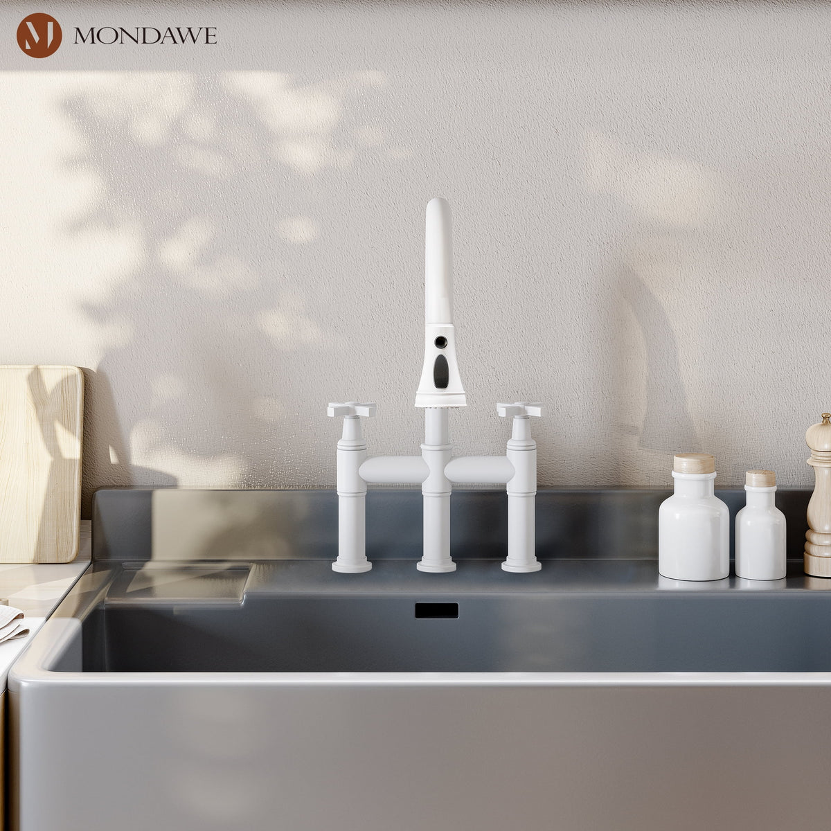 Bridge Kitchen Faucet with Pull Down Sprayer I63813