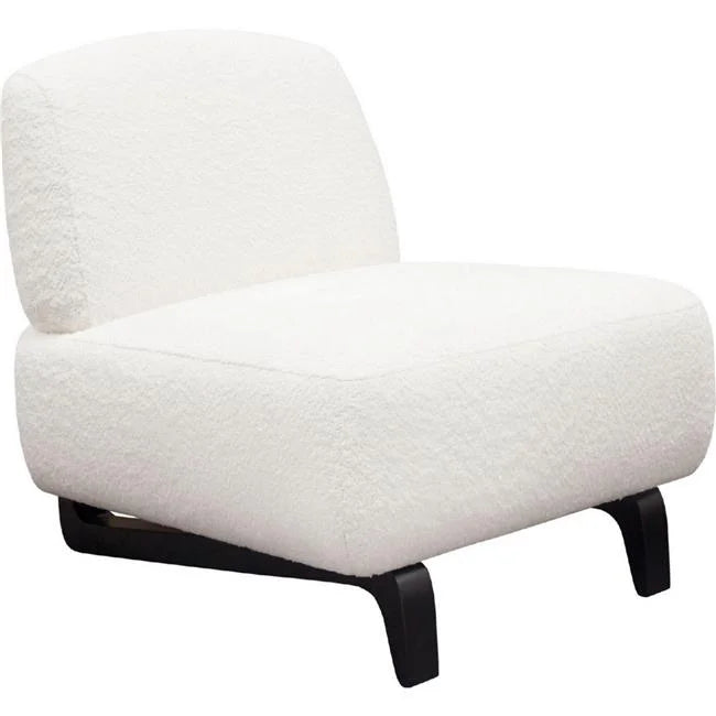 White Faux Sheepskin Padded Armless Chair K80039