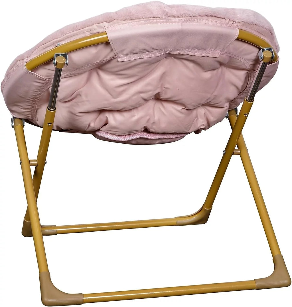 Blush Faux Fur Folding Saucer Chair R693676