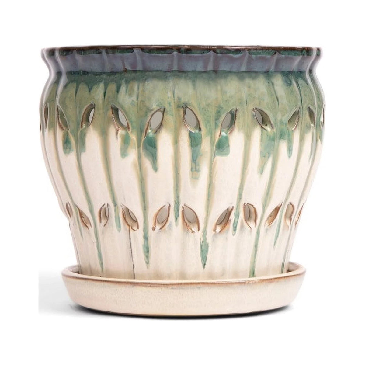 6" Fluted Ceramic Orchid Pot C62523