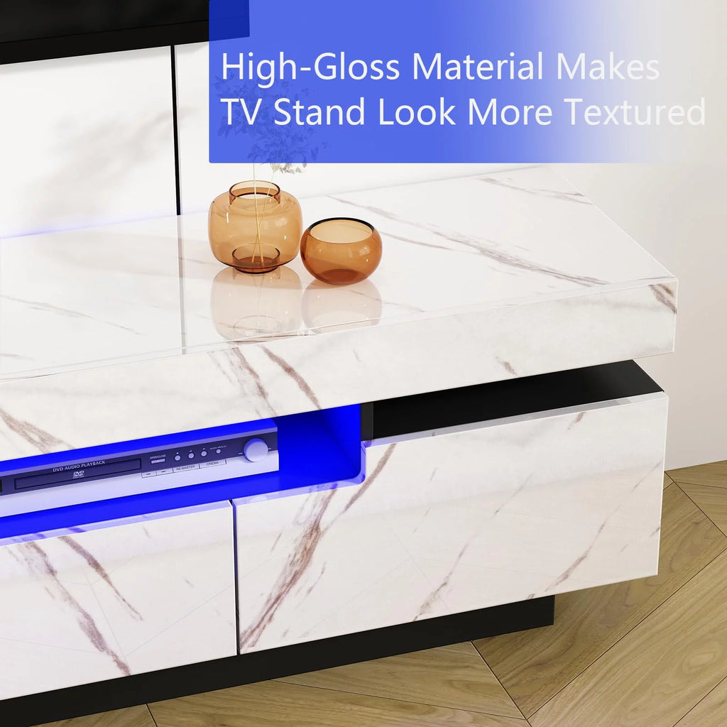 White High Gloss LED TV Stand with Storage C624501
