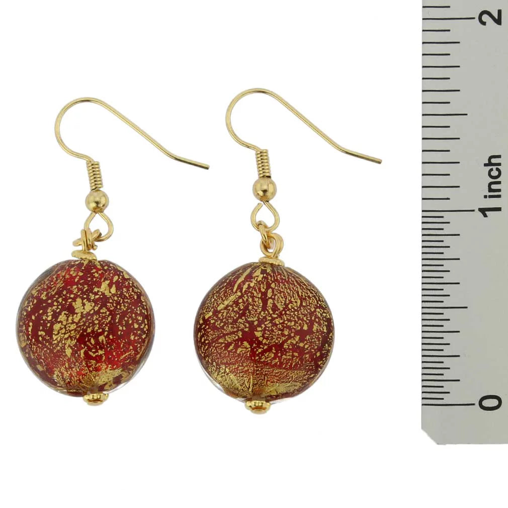 Murano Glass Earrings Ruby Red S7661