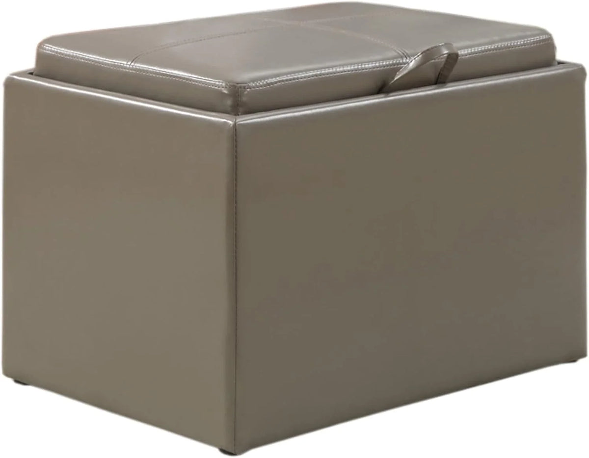 Gray Faux Leather Accent Storage Ottoman J33876
