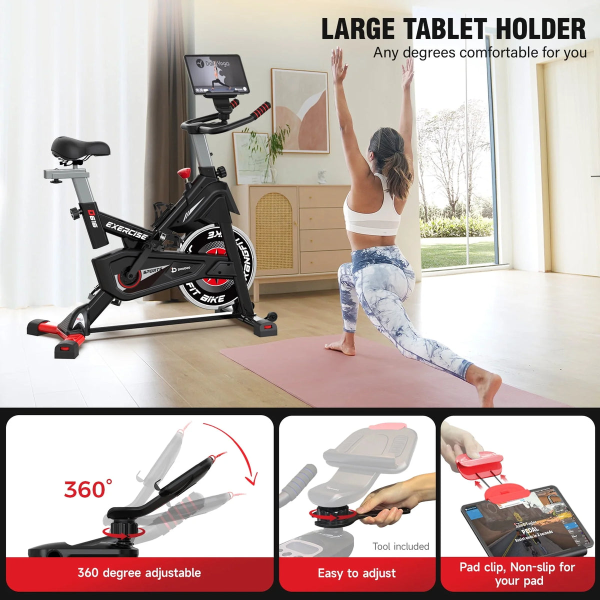 Bluetooth Magnetic Exercise Bike Stationary Bike 40lbs Flywheel Q810576