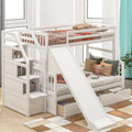 Twin over Full Wood Bunk Bed with Stairs and 2 Drawers W93863