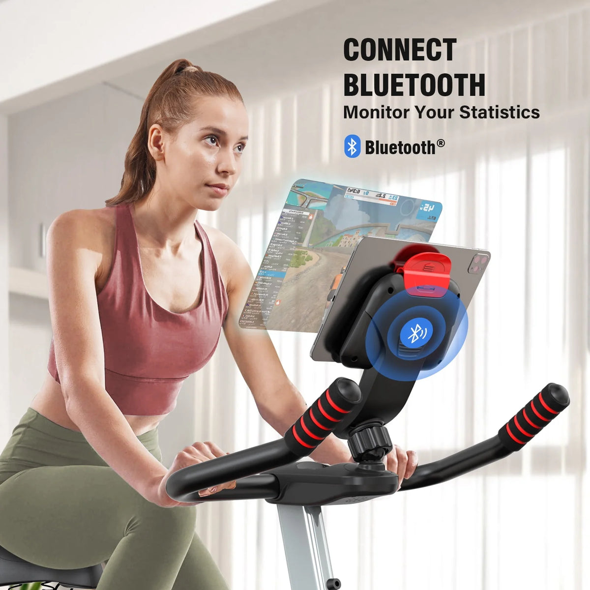 Bluetooth Magnetic Exercise Bike Stationary Bike 40lbs Flywheel Q810576