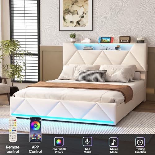 Queen Bed Frame with Storage Headboard and 4 Drawers K7393