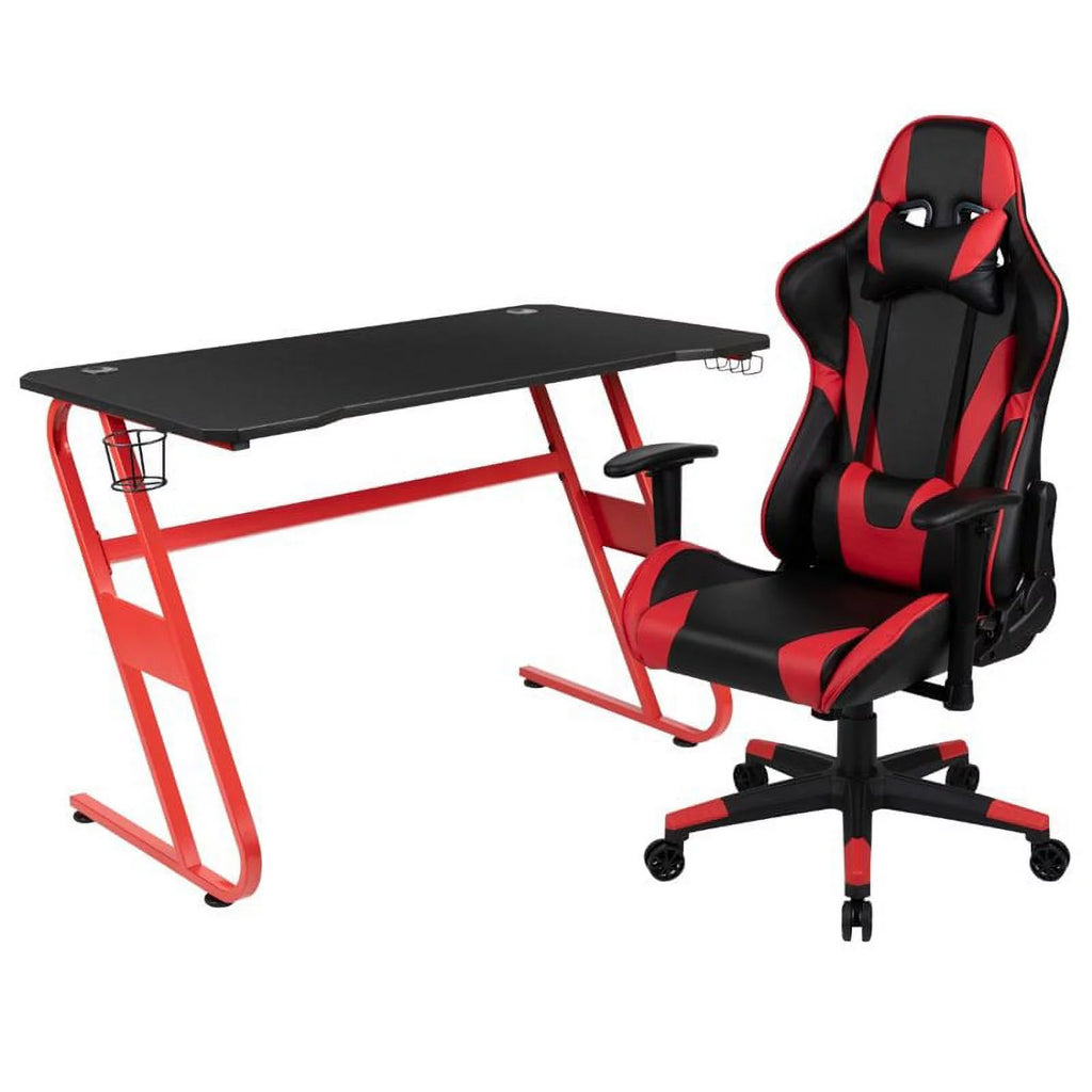 Red Gaming Desk and Reclining Swivel Chair D452