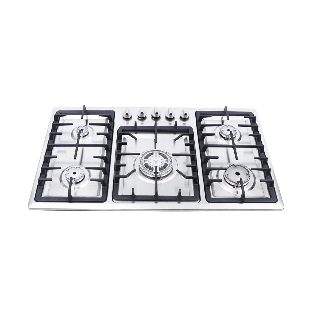 34 Gas Stove Cooktop with 5 Burners Stainless Steel B785608