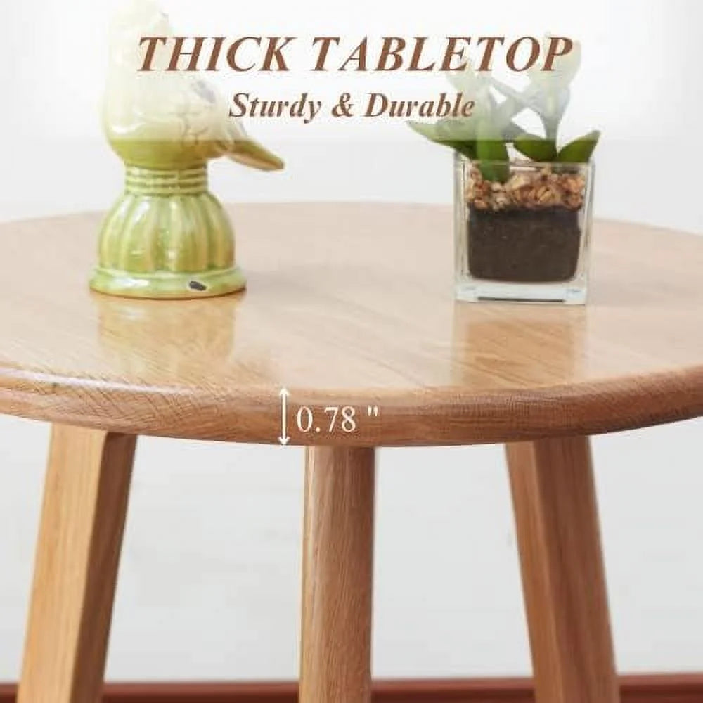 Solid Oak Round Side Table with 3 Legs D108010