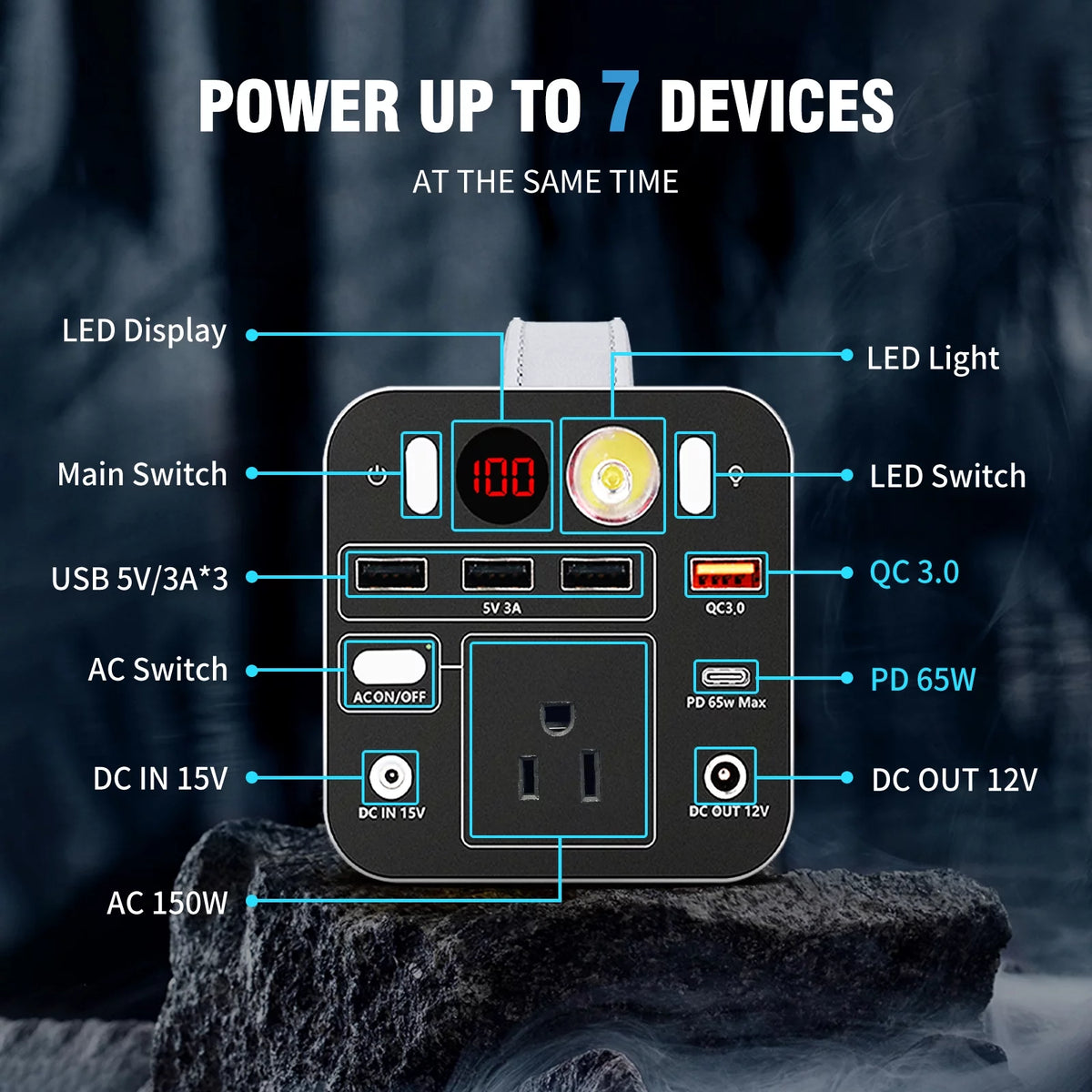 Portable Power Station 300W 300Wh Solar Generator with AC Outlet T395602