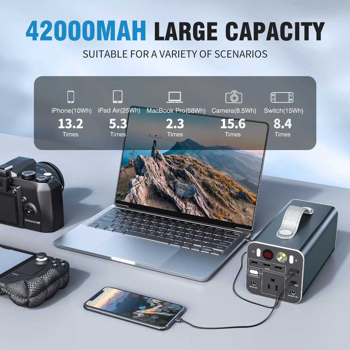 Portable Power Station 300W 300Wh Solar Generator with AC Outlet T395602