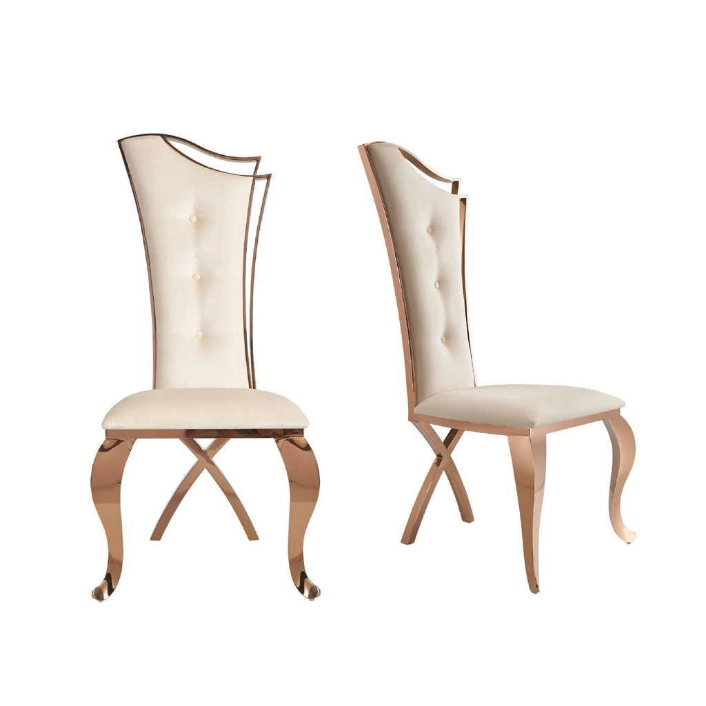 Beige Velour Set of 2 Dining Chair S510