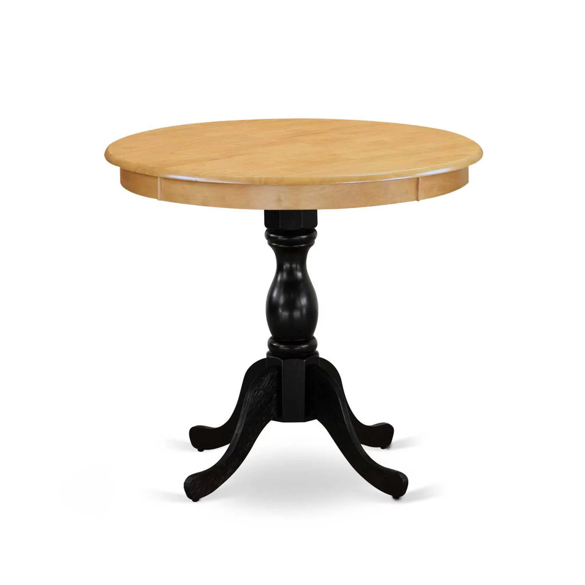 Round Dining Table Oak Top Black Pedestal B7977