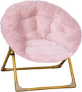 Blush Faux Fur Folding Saucer Chair R693676