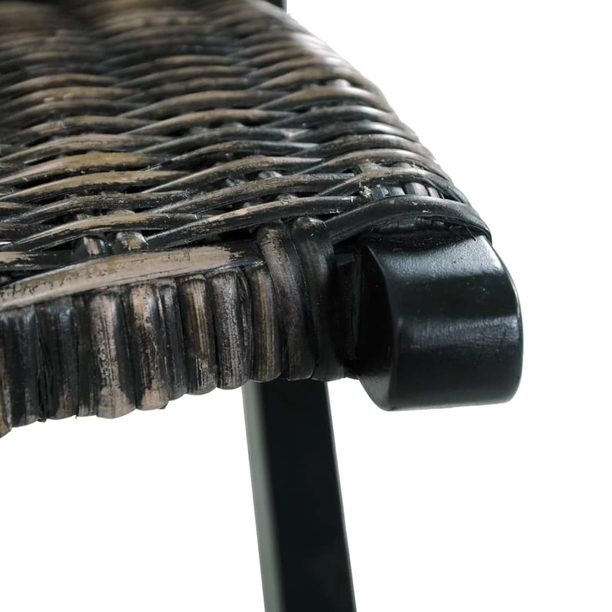 Black Natural Kubu Rattan Mahogany Wood Frame Chair Q168077