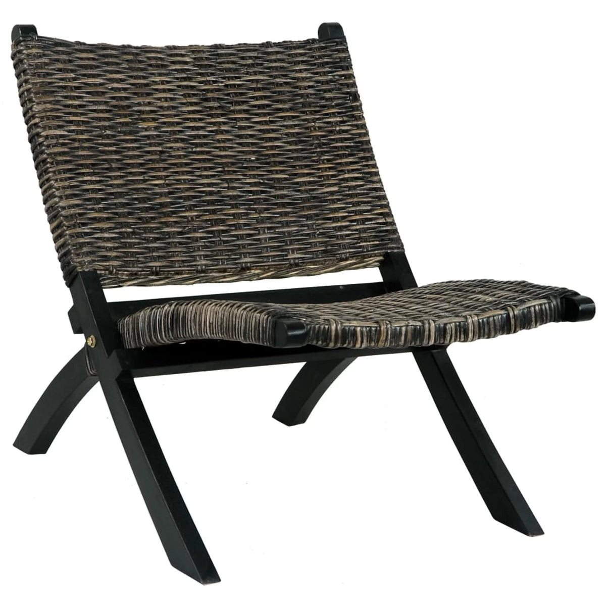 Black Natural Kubu Rattan Mahogany Wood Frame Chair Q168077
