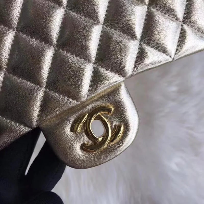 Gold Medium Size Lambskin Leather Flap Bag S34417