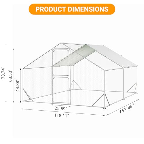 Large Metal Walk in Chicken Coop with Cover Q7736
