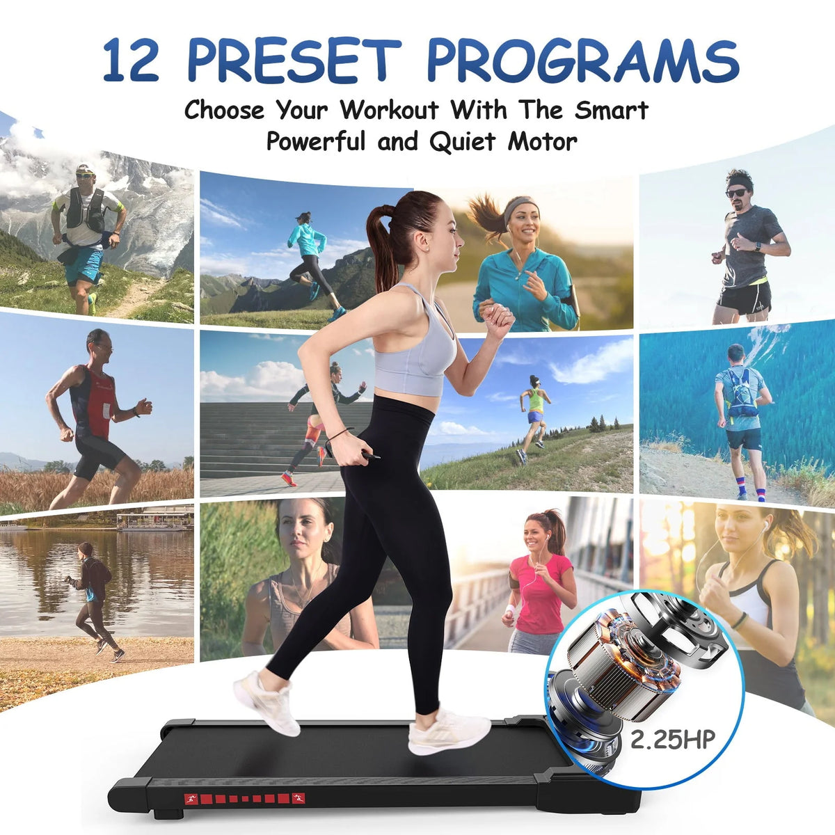 Walking Pad Treadmill 265 lbs Capacity with Remote Control Y2443