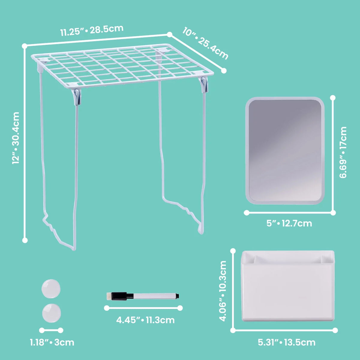 7-Piece Locker Kit with 12" Shelf, White S30957