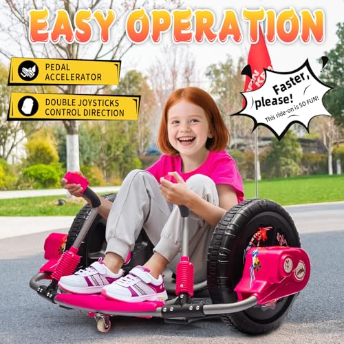 Electric Drift Kart with 16" Large Tyres, 360° Swivel Capability, Dual Lever Steering, 12V Ride On Toys (Red) C24880