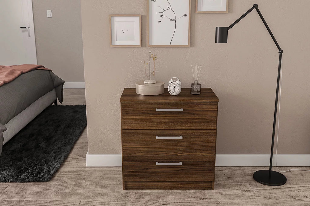 White 3 Drawer Wood Dresser O504