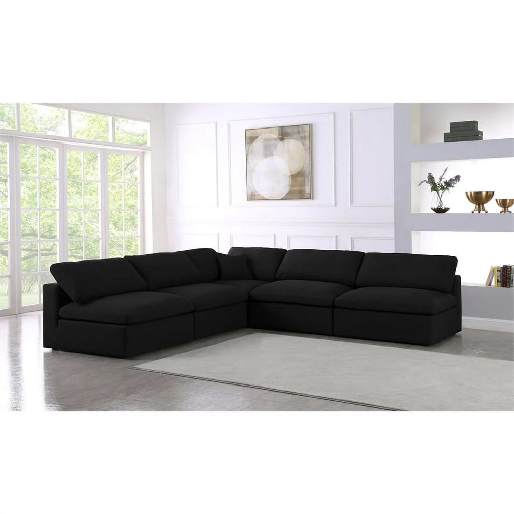 Black Linen Fabric Modular Sectional X117