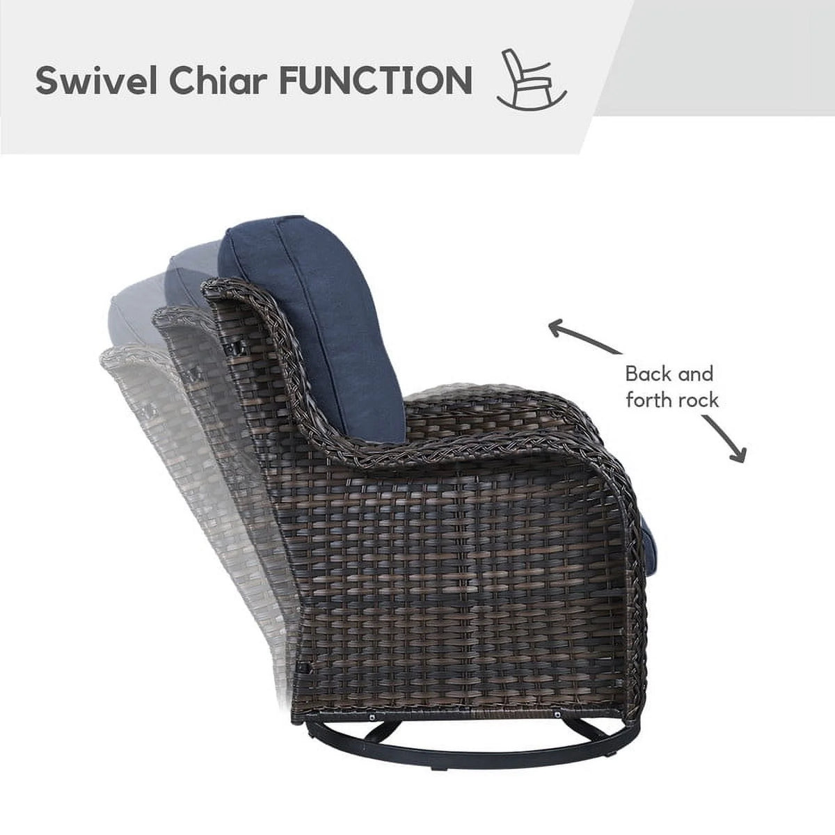 5-Piece Wicker Outdoor Conversation Set with Blue Cushions S874388