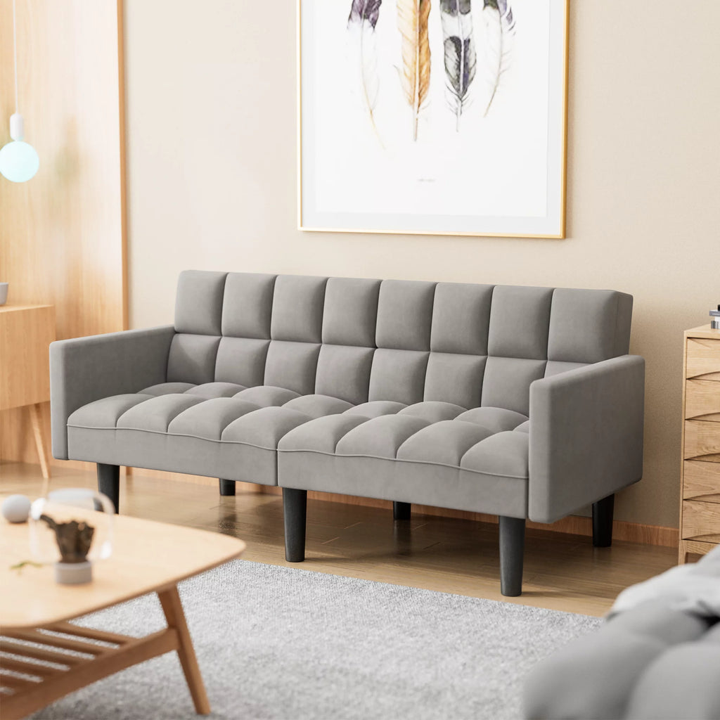 Grey Adjustable Backrest Sofa Bed V487