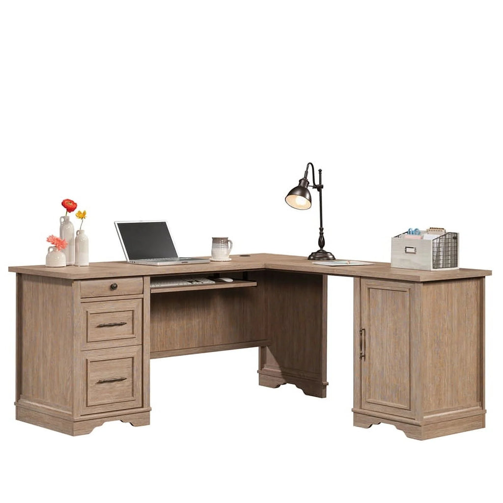 Contemporary Brushed Oak Finish L-Desk K37197