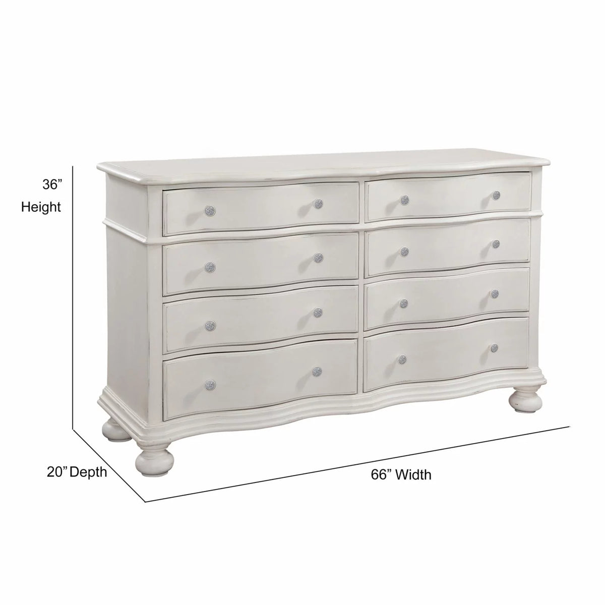 White Six-drawer Wood Bureau L65944