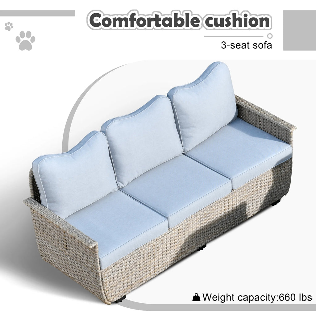 5 Pieces All Weather Wicker Patio Sectional Sofa Set with Storage Box D7130