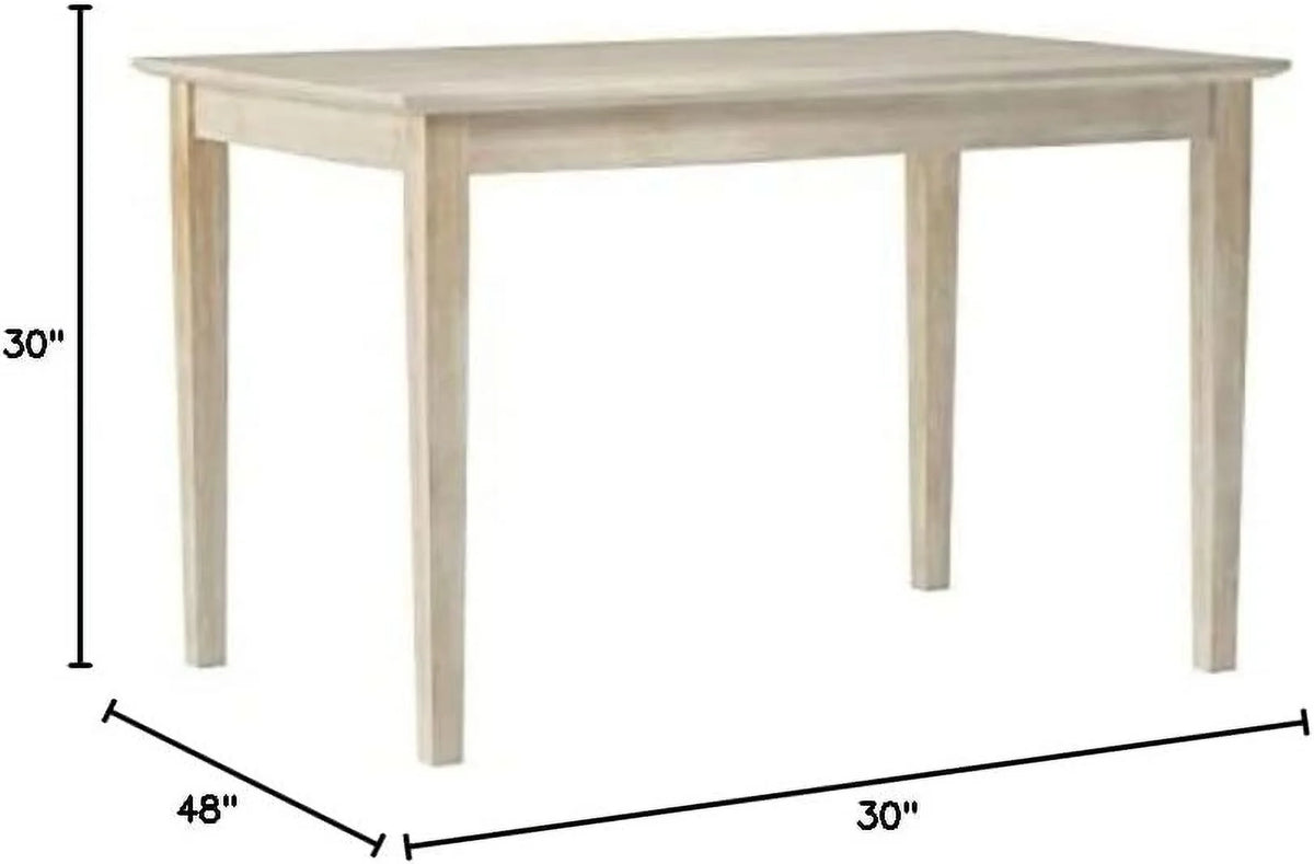 Solid Wood Table Top with Shaker Legs, 30 Inch, Unfinished K632070